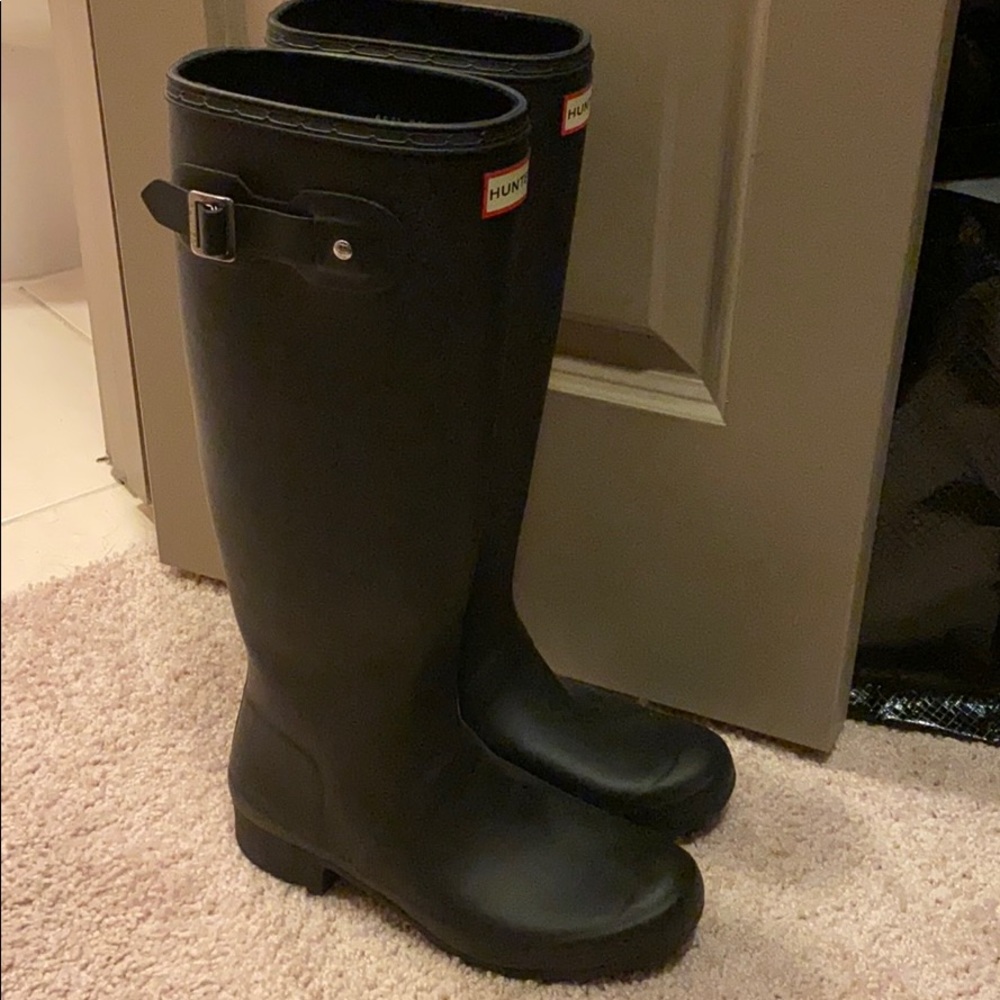 Hunter Black Packable Tall Boots Sz 8